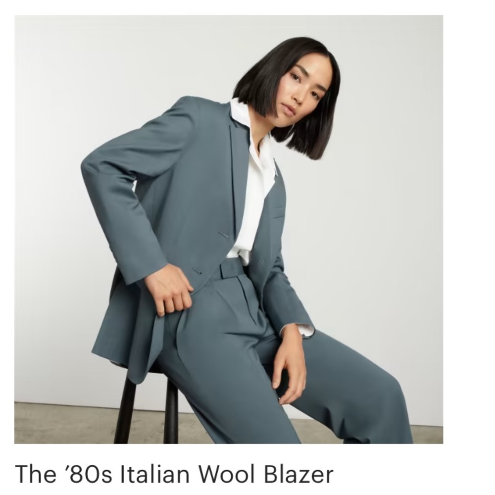 BNWOT EVERLANE 80’s Blazer Size 0 Dusty Blue